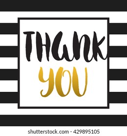 Vector calligraphy. Hand drawn lettering poster. Vintage typography card. Thank You text.