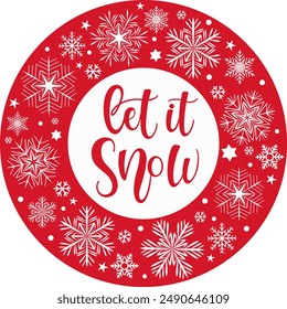 Vector calligraphy. Hand lettering Let it snow for a poster or postcard. 