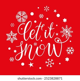 Vector calligraphy. Hand lettering Let it snow for a poster or postcard	