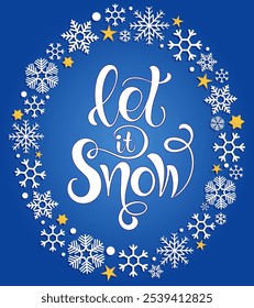 Vector calligraphy. Hand lettering Let it snow for a poster or postcard	