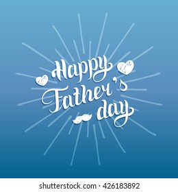 Vector calligraphy Happy Father's Day for greeting card, festive poster etc on blue background. 