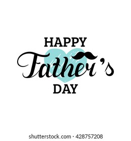 Vector calligraphy Happy Father's Day for greeting card, festive poster etc on heart background. 