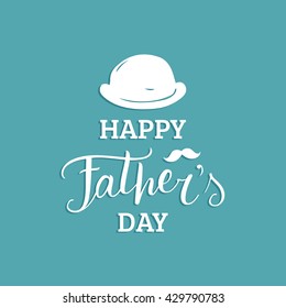 Vector calligraphy Happy Father's Day for greeting card, festive poster etc on blue background. 