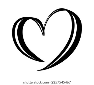 caligrafía vectorial Logo romántico del corazón. Logotipo del símbolo del Día de San Valentín de amor enlazado, unido, pasión e icono de boda. Plantilla para tarjeta, afiche. Diseñar ilustración de elemento plano.