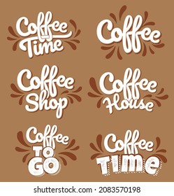 Vector calligraphy image. Hand drawn lettering poster, vintage typography card. Coffe time. Vector illustration