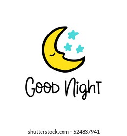 Vector calligraphy image. Hand drawn lettering poster, vintage typography card. Good night