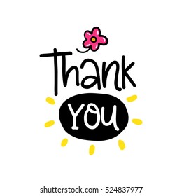 Vector calligraphy image. Hand drawn lettering poster, vintage typography card. Thank you.