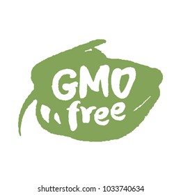 Vector calligraphy label GMO Free on a hand drawn scribble. Isolated on white. Clipping paths included.