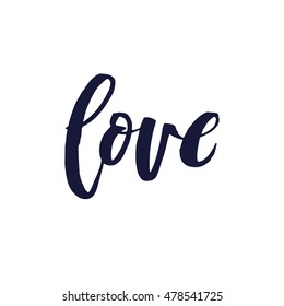 Vector calligraphy. Love poster or card. Grey Letters on the White Background