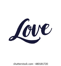 Vector calligraphy. Love  poster or card. Grey Letters on the White Background