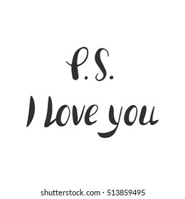 Vector calligraphy. Love you hand brush lettering, poster. Vintage typography card. Romantic phrase.