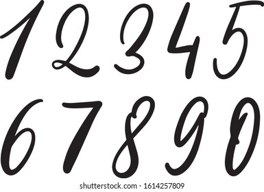 Vector Calligraphy Numbers Set Hand Drawn Stock Vector (Royalty Free ...