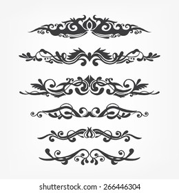 Vector calligraphy page decoration, calligraphic swirls and twirls elements for design