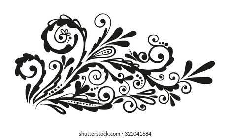 Vector calligraphy page decoration, calligraphic swirl element for design