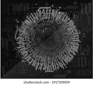 the vector calligraphy text,black and white colors,beautiful background