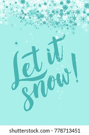 Vector calligraphy. Winter poster or card Green Letters on the green Background.