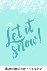 Vector calligraphy. Winter poster or card Green Letters on the green Background.