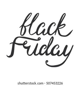 Vector calligraphy.Black Friday hand brush lettering. Vintage typography card.   