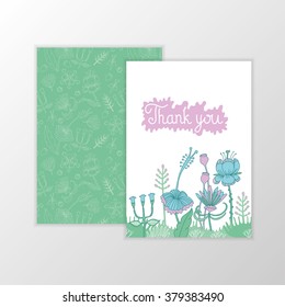 Vector calm angels with closed eyes fly among colorful and outline flowers, heart and leaves. Seamless pattern.