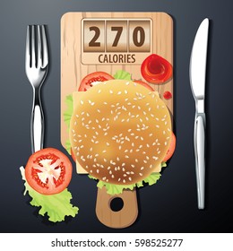 Vector of Calories in Hamburger.
