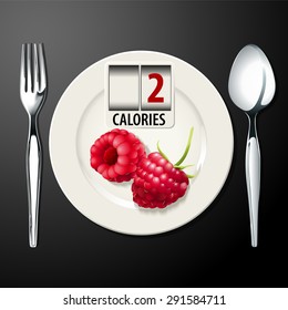 Vector of Calories in Raspberries