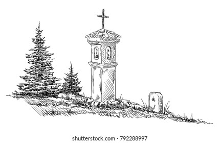 Vector: Calvario aislado en el fondo