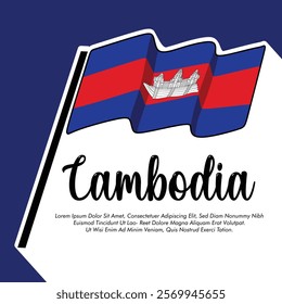 Vector Cambodia flag banner Cambodia flag Vector illustration design Cambodia independence day banner design 