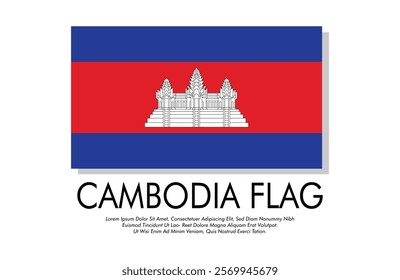 Vector Cambodia flag banner Cambodia flag with white background Vector illustration design Cambodia independence day banner design 