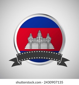 Vector Cambodia Round Flag Banner Vector Illustration