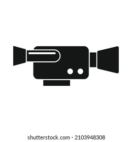 Vector camcorder black simple icon isolated on white