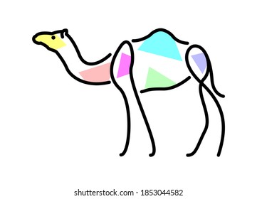 Vector camel in filling shapes style