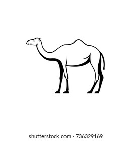 Vector camel silhouette view side for retro logos, emblems, badges, labels template vintage design element. Isolated on white background