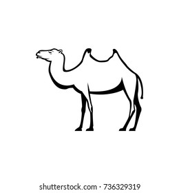 Vector camel silhouette view side for retro logos, emblems, badges, labels template vintage design element. Isolated on white background