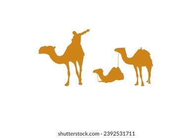 Vector camel silhouette white background.