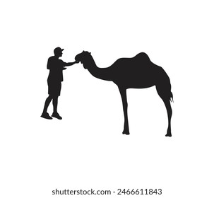 Vector cameleers with camel silhouette set collection