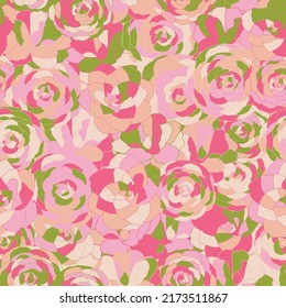 Vector camellia flowers seamless pattern. Perfect for textile, kids clothing, fabrics and fashion print.