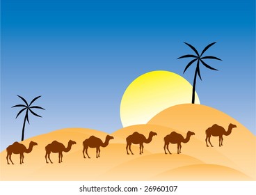 Vector camels in a desert