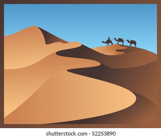 vector camels in desert