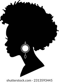 Vector cameo logo of a silhouetted woman profile