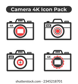 Vector Camera 4K icon pack - Red Series cameras collection