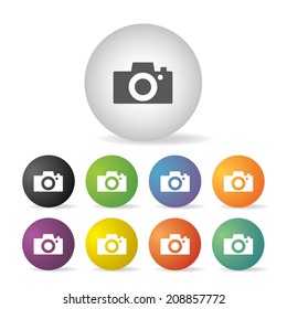 vector camera button icon set  