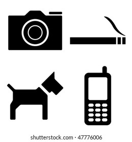 Vector Camera Cigarette Dog Phone Icons