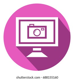vector camera computer icon with long shadow