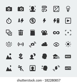 Vector camera functions mini icons set