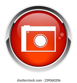 Vector camera icon button on white background