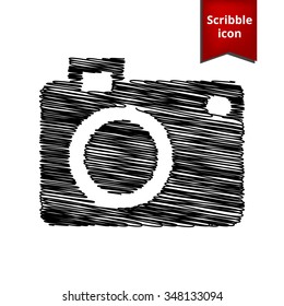 vector camera icon with chalk effect. Scribble icon for you design. 