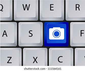 Vector camera icon on keyboard. Eps 10