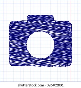 vector camera icon with pen and school paper effect 