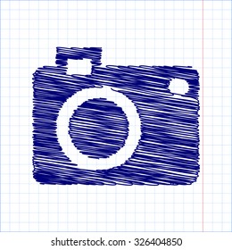 vector camera icon with pen and school paper effect 