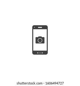 Vector camera icon in the phone  on white isolated background.